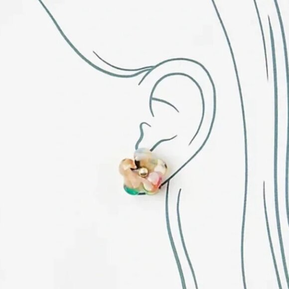 LOFT Tortoiseshell Print Flower Stud Earrings - Picture 3 of 6